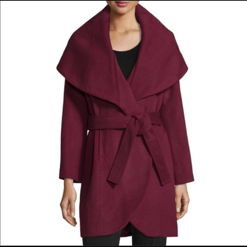 T Tahari Marla wool wrap coat